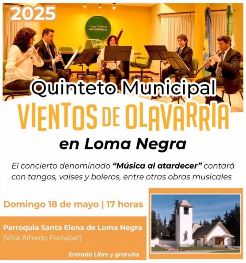 El Quinteto Vientos de Olavarra se presentar en Loma Negra